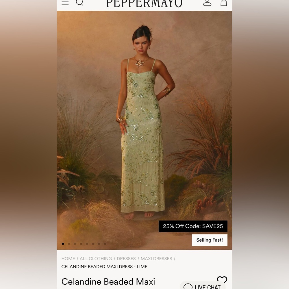 Peppermayo Celandine Beaded Maxi Dress Size 10